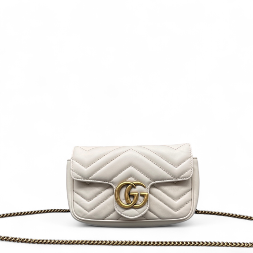 Gucci Chevron Super Mini GG Marmont Calfskin White