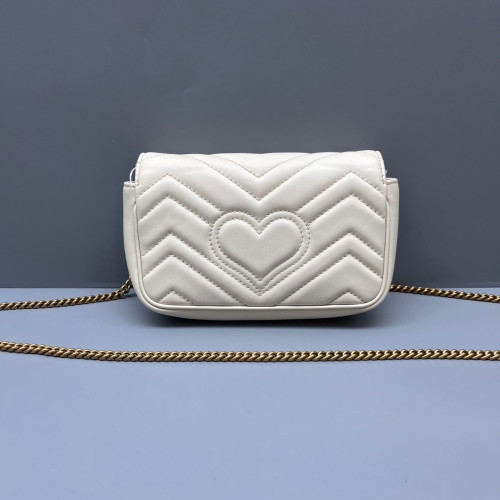 Gucci Chevron Super Mini GG Marmont Calfskin White