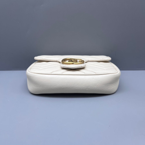 Gucci Chevron Super Mini GG Marmont Calfskin White