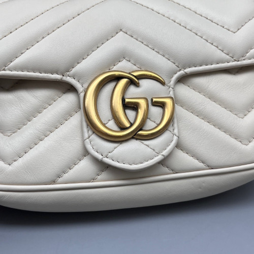 Gucci Chevron Super Mini GG Marmont Calfskin White