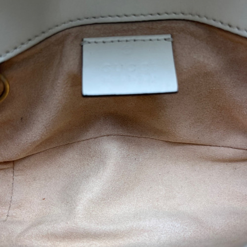 Gucci Chevron Super Mini GG Marmont Calfskin White
