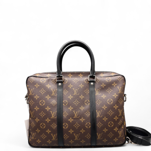 Louis Vuitton Porte Documents Voyage PM Monogram Brown Black