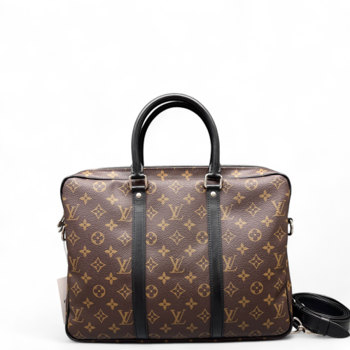 Louis Vuitton Porte Documents Voyage PM Monogram Brown Black