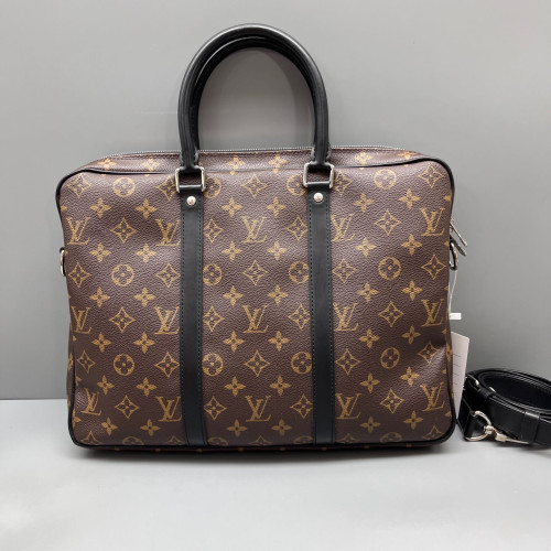 Louis Vuitton Porte Documents Voyage PM Monogram Brown Black