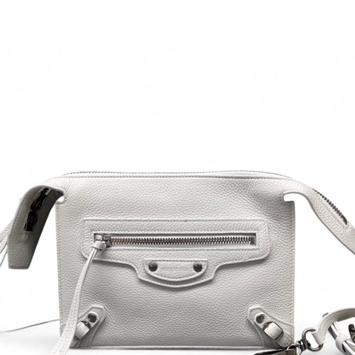 Balenciaga Studded Classic City Corssbody Bag Grained Calfskin White