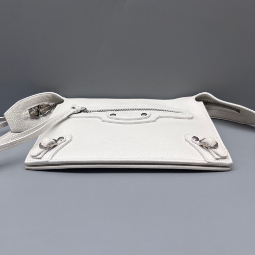 Balenciaga Studded Classic City Corssbody Bag Grained Calfskin White