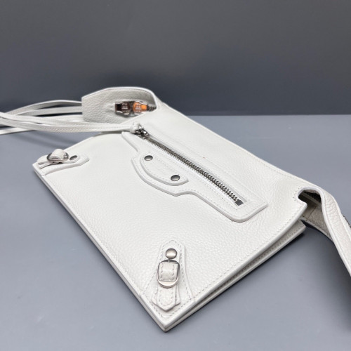 Balenciaga Studded Classic City Corssbody Bag Grained Calfskin White