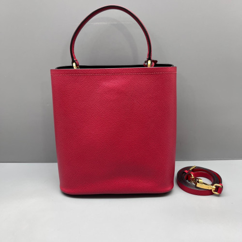 Prada Bucket Saffiano Calfskin Red