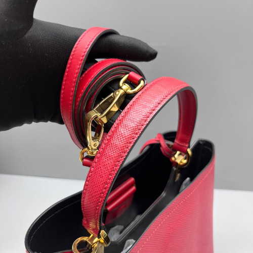 Prada Bucket Saffiano Calfskin Red