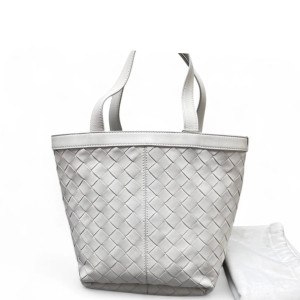 Bottega Veneta Small Flip Flap Tote Lambskin Intrecciato Nappa White