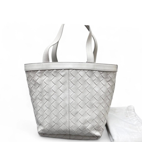 Bottega Veneta Small Flip Flap Tote Lambskin Intrecciato Nappa White