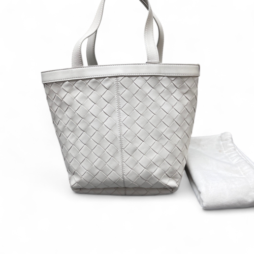 Bottega Veneta Small Flip Flap Tote Lambskin Intrecciato Nappa White