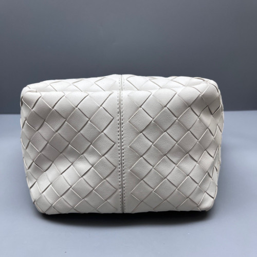 Bottega Veneta Small Flip Flap Tote Lambskin Intrecciato Nappa White