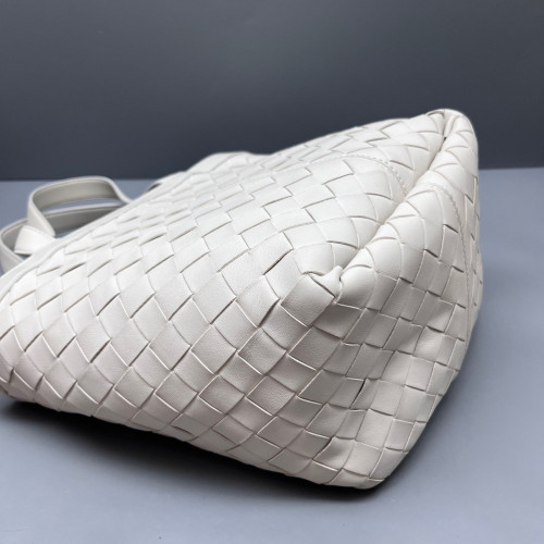 Bottega Veneta Small Flip Flap Tote Lambskin Intrecciato Nappa White