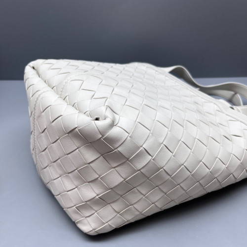 Bottega Veneta Small Flip Flap Tote Lambskin Intrecciato Nappa White