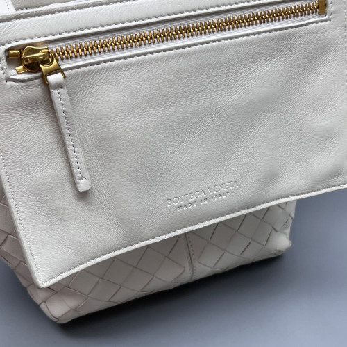 Bottega Veneta Small Flip Flap Tote Lambskin Intrecciato Nappa White