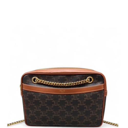 Celine Medium Patapans Shoulder Bag Triomphe Brown Black
