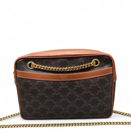 Celine Medium Patapans Shoulder Bag Triomphe Brown Black