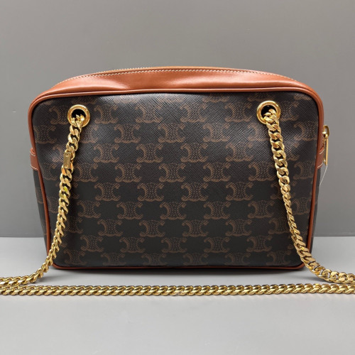 Celine Medium Patapans Shoulder Bag Triomphe Brown Black