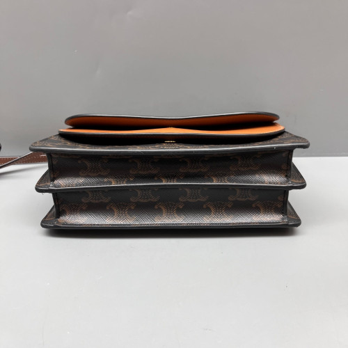 Celine Wallet On Strap Triomphe Brown Black Celine Wallet On Strap Triomphe Brown Black