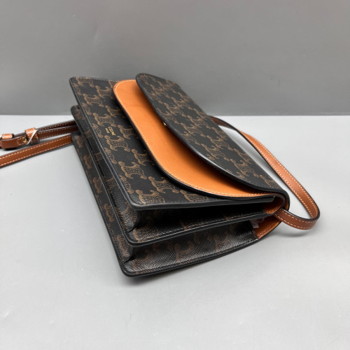 Celine Wallet On Strap Triomphe Brown Black Celine Wallet On Strap Triomphe Brown Black