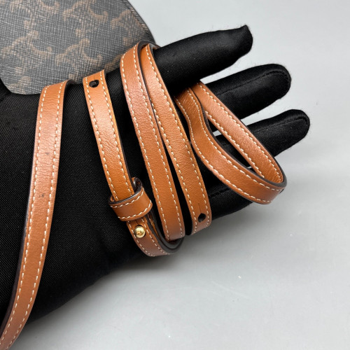 Celine Wallet On Strap Triomphe Brown Black Celine Wallet On Strap Triomphe Brown Black