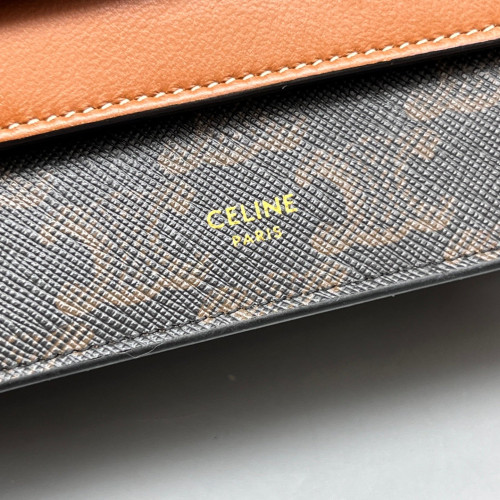 Celine Wallet On Strap Triomphe Brown Black Celine Wallet On Strap Triomphe Brown Black