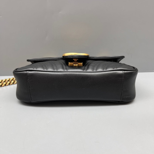 Gucci Chevron Small GG Marmont Calfskin Black