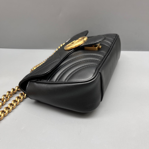 Gucci Chevron Small GG Marmont Calfskin Black