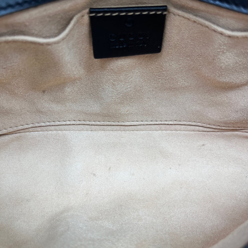 Gucci Chevron Small GG Marmont Calfskin Black