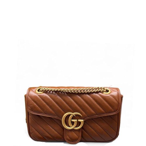 Gucci Matelasse Medium GG Marmont Calfskin Tan
