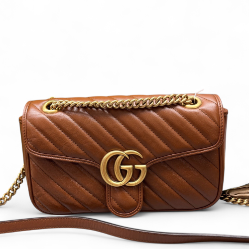 Gucci Matelasse Medium GG Marmont Calfskin Tan