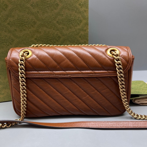 Gucci Matelasse Medium GG Marmont Calfskin Tan