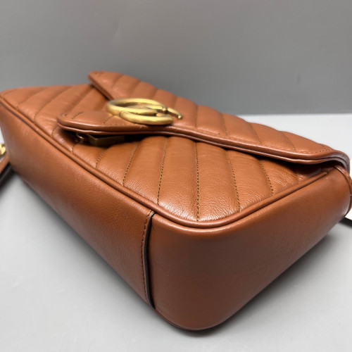 Gucci Matelasse Medium GG Marmont Calfskin Tan