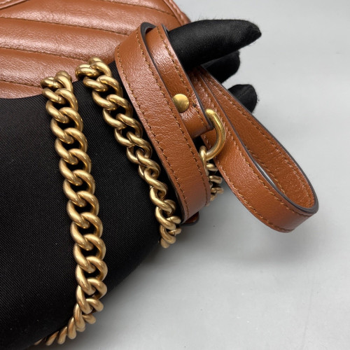 Gucci Matelasse Medium GG Marmont Calfskin Tan