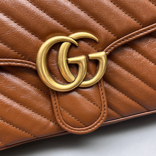Gucci Matelasse Medium GG Marmont Calfskin Tan