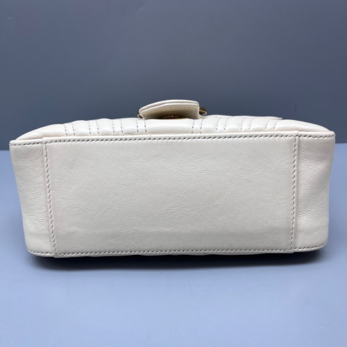 Gucci Chevron Mini GG Marmont Top Handle Shoulder Bag Calfskin White Gucci Chevron Mini GG Marmont Top Handle Shoulder Bag Calfskin White