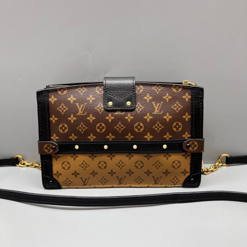 Louis Vuitton Trunk Clutch Reverse Monogram Brown Black Louis Vuitton Trunk Clutch Reverse Monogram Brown Black