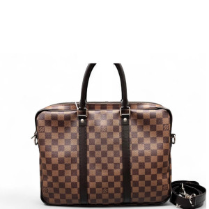Louis Vuitton Porte Documents Voyage PM Damier Ebene Brown
