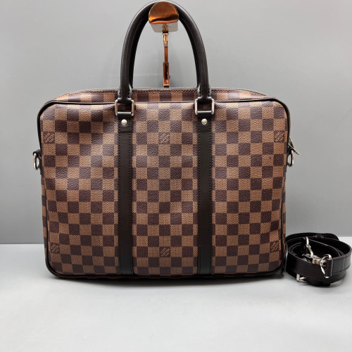 Louis Vuitton Porte Documents Voyage PM Damier Ebene Brown
