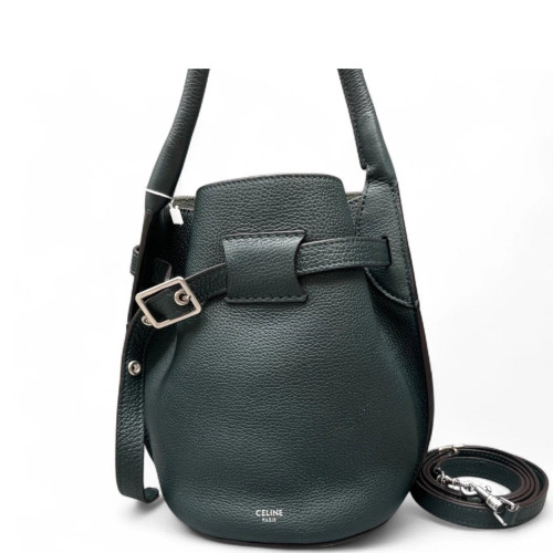Celine Nano Big Bag Bucket Grained Calfskin Dark Green