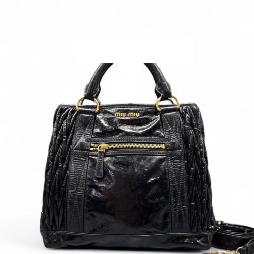 Miu Miu Two-Way Bag Calfskin Black Miu Miu Two-Way Bag Calfskin Black