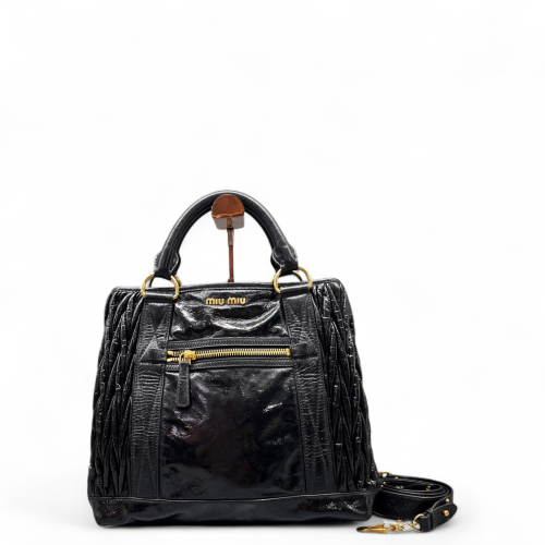 Miu Miu Two-Way Bag Calfskin Black Miu Miu Two-Way Bag Calfskin Black