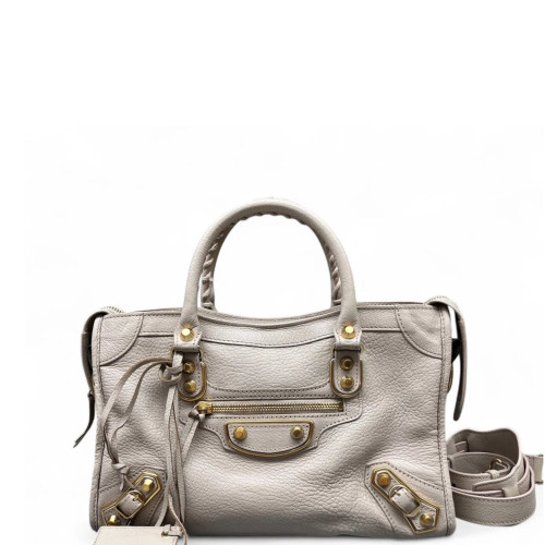 Balenciaga Studded Small City Bag Calfskin Grey