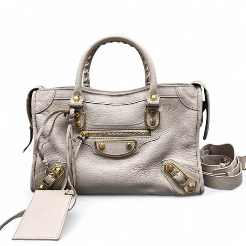 Balenciaga Studded Small City Bag Calfskin Grey