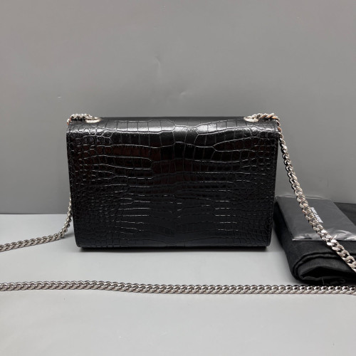 Yves Saint Laurent Small Kate Corssbody Bag Calfskin Crocodile Embossed Black