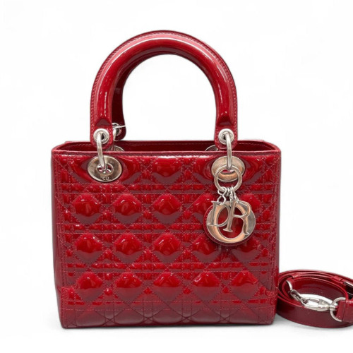 Dior Medium Lady Dior Patent Calfskin Red