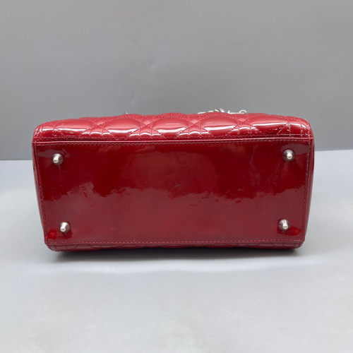 Dior Medium Lady Dior Patent Calfskin Red