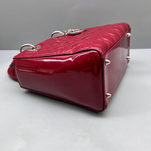 Dior Medium Lady Dior Patent Calfskin Red