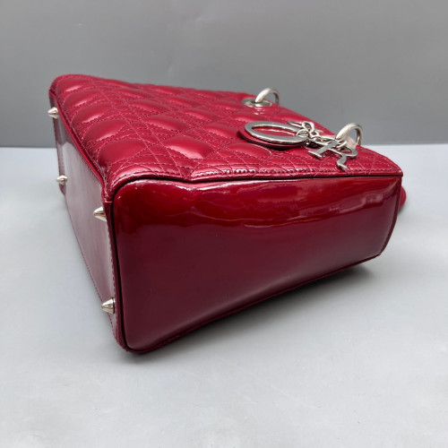 Dior Medium Lady Dior Patent Calfskin Red